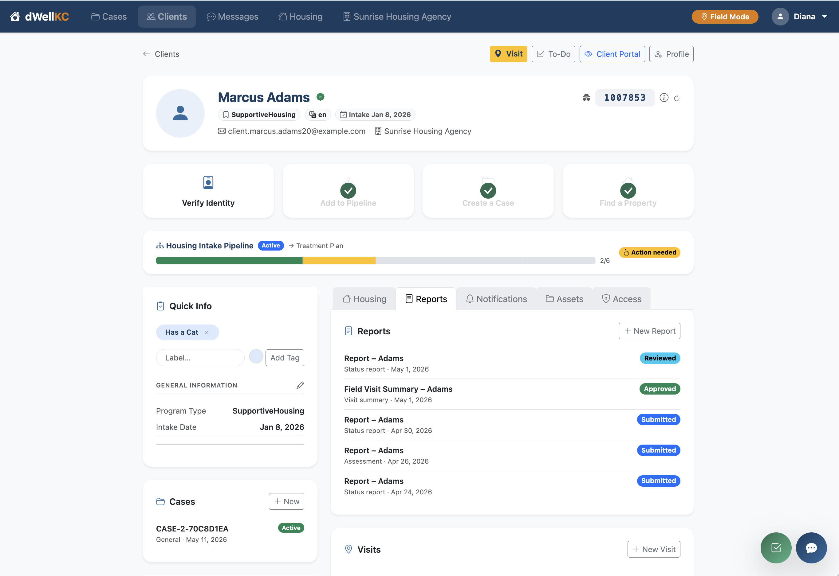 Client dashboard