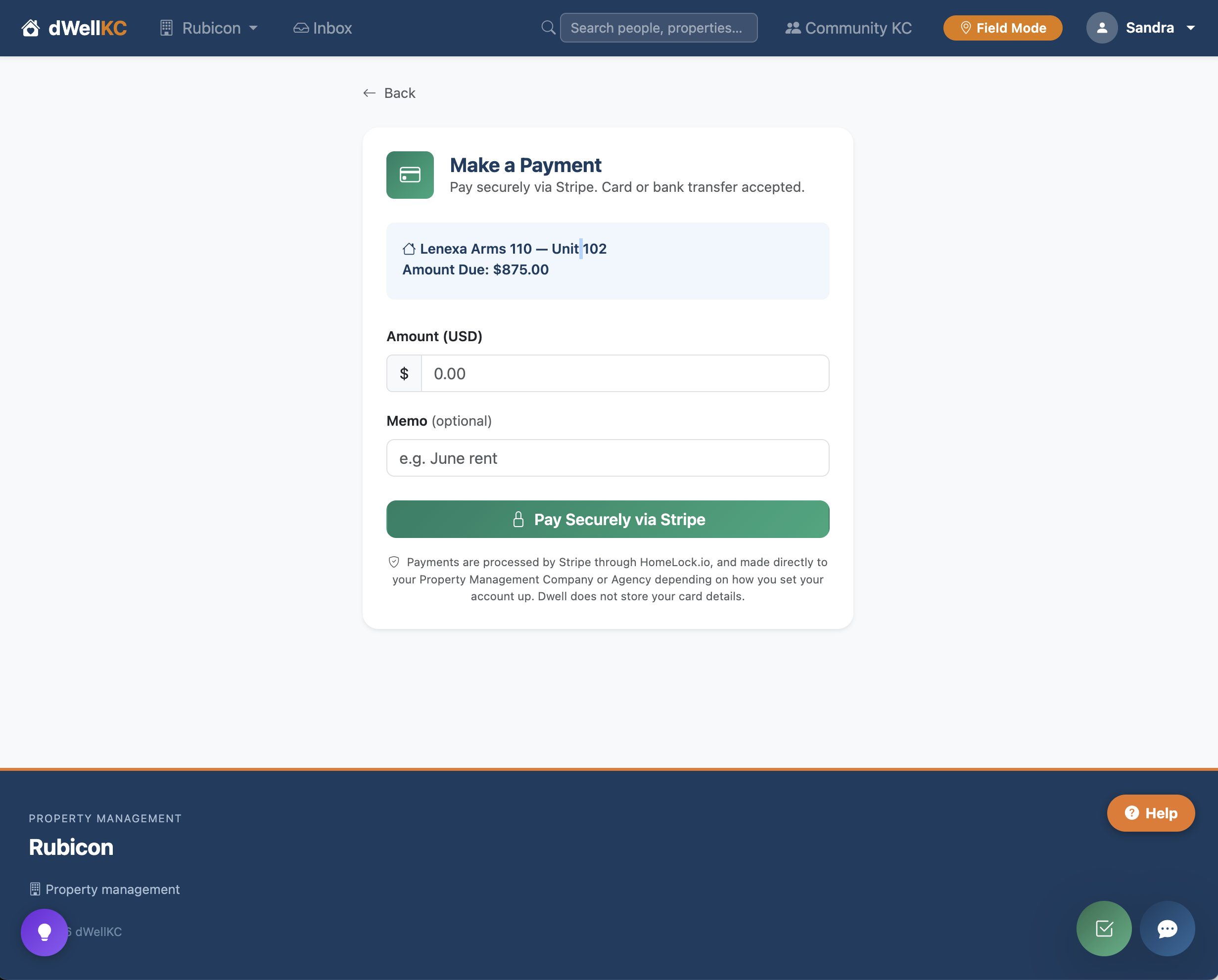Tenant secure payment portal